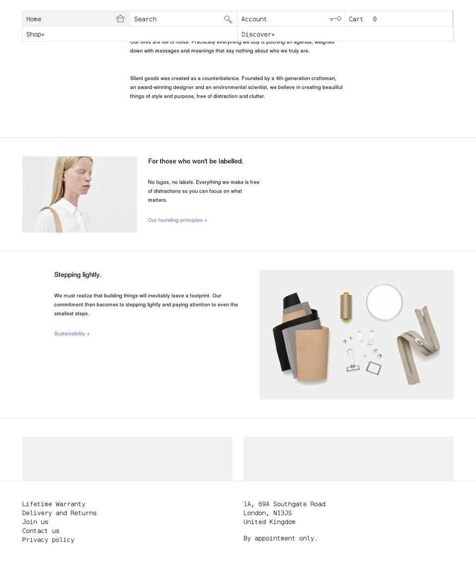 Silent Goods Shopify theme site example silentgoods.com