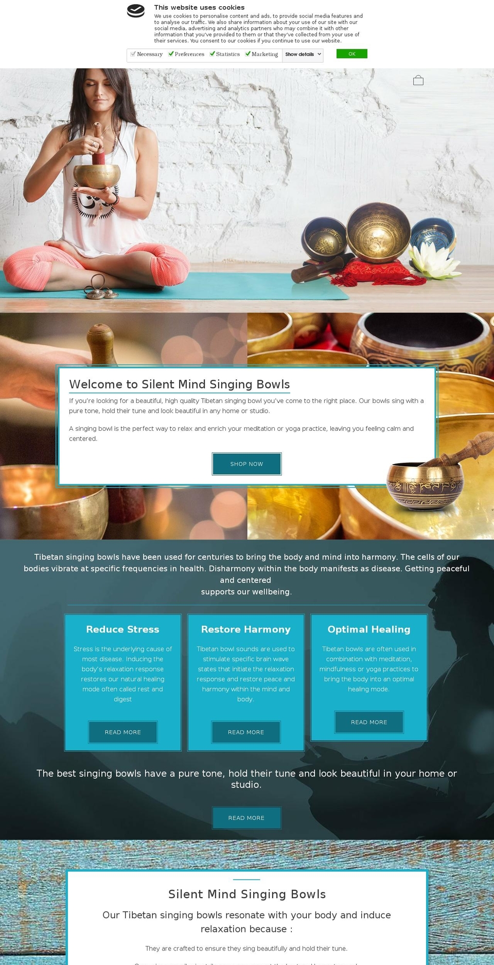 silentmindsingingbowls.com — Shopify storefront screenshot