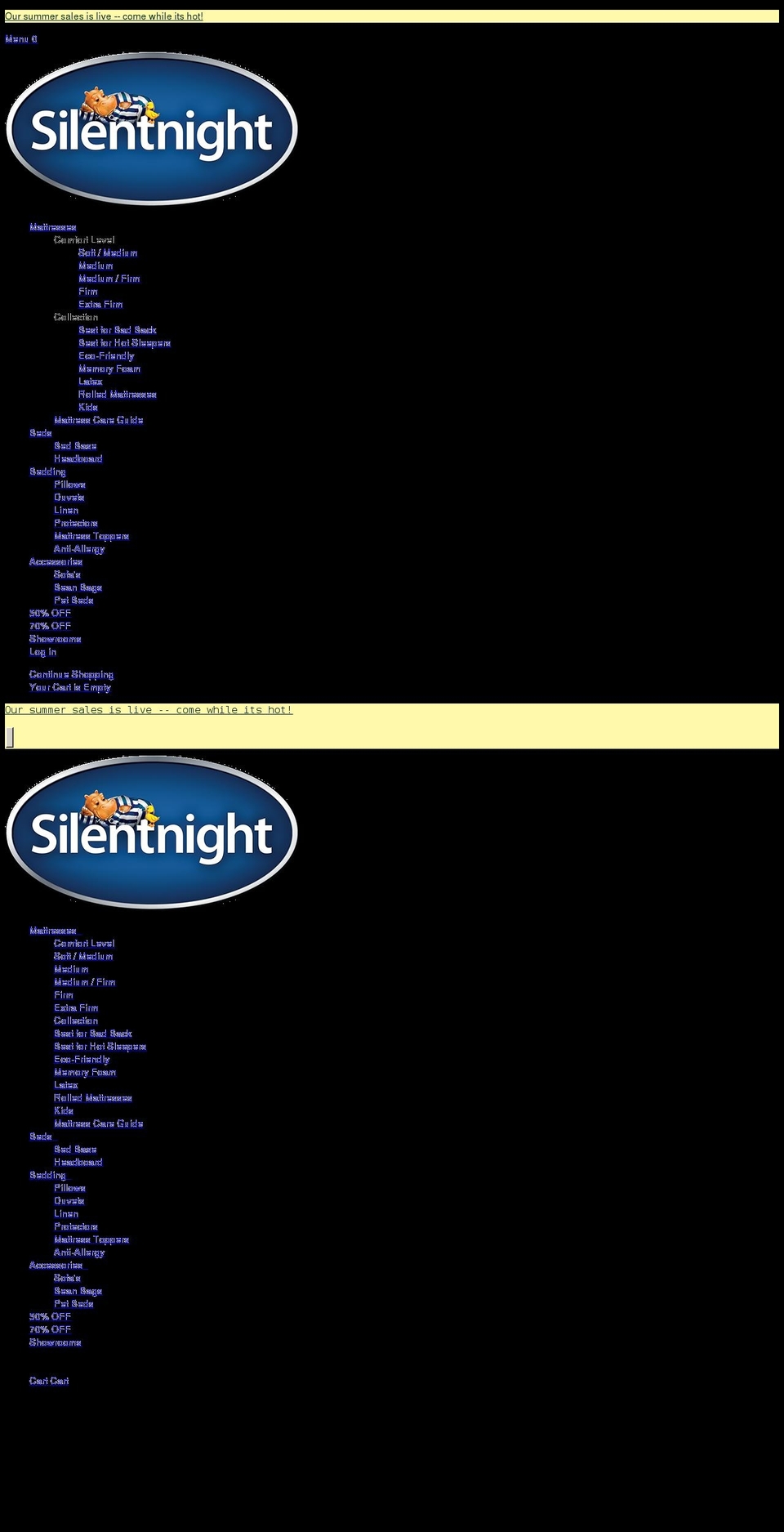 silentnight.ae shopify website screenshot