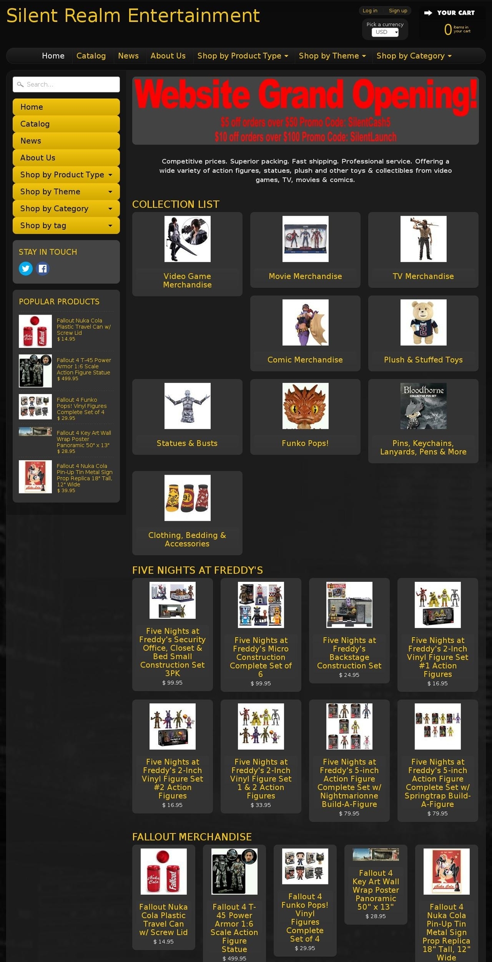 silentrealmentertainment.com shopify website screenshot
