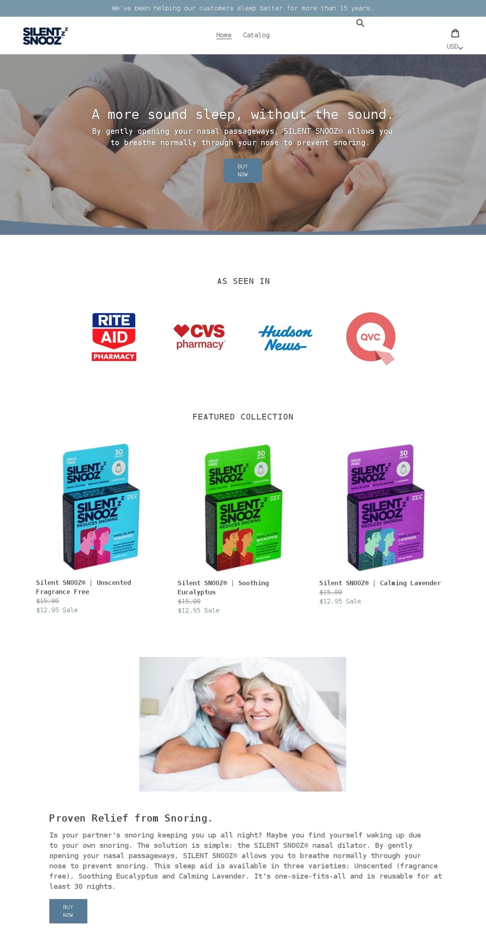 silentsnooz.com shopify website screenshot