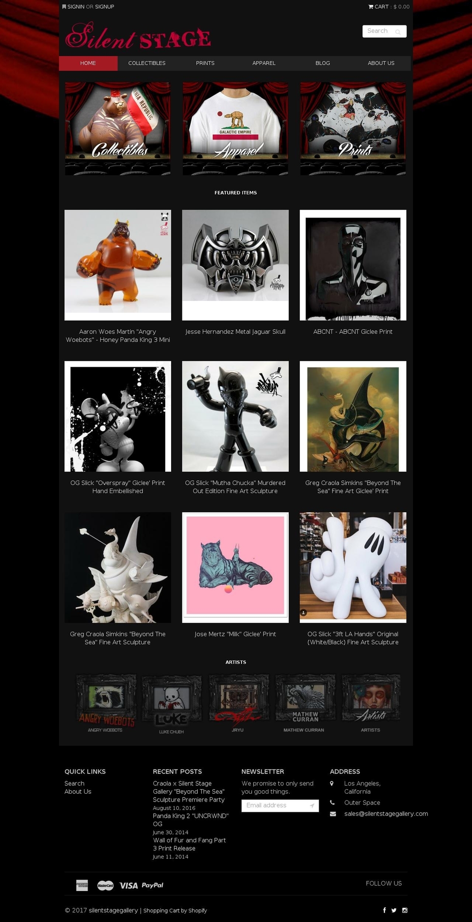 silentstagegallery.com shopify website screenshot