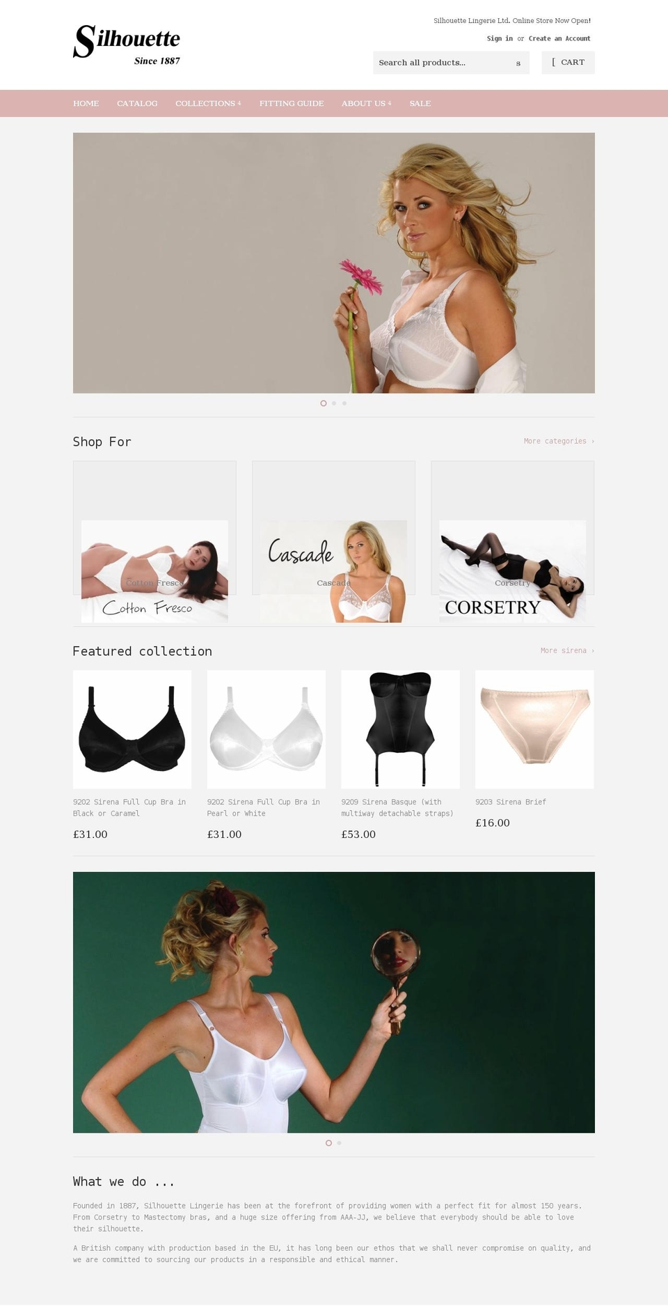 silhouettelingerie.co.uk shopify website screenshot