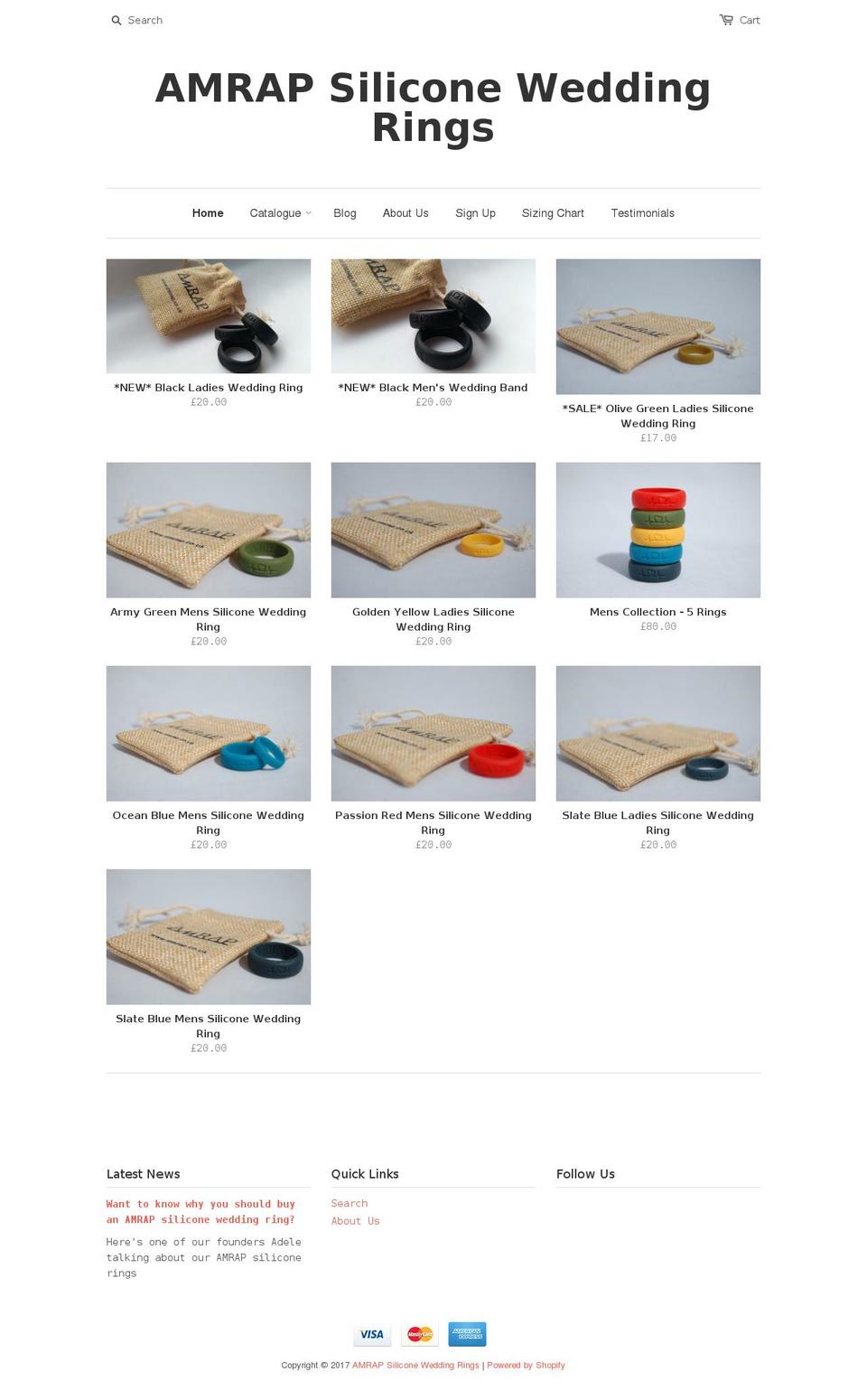 silicone-wedding-rings.com shopify website screenshot