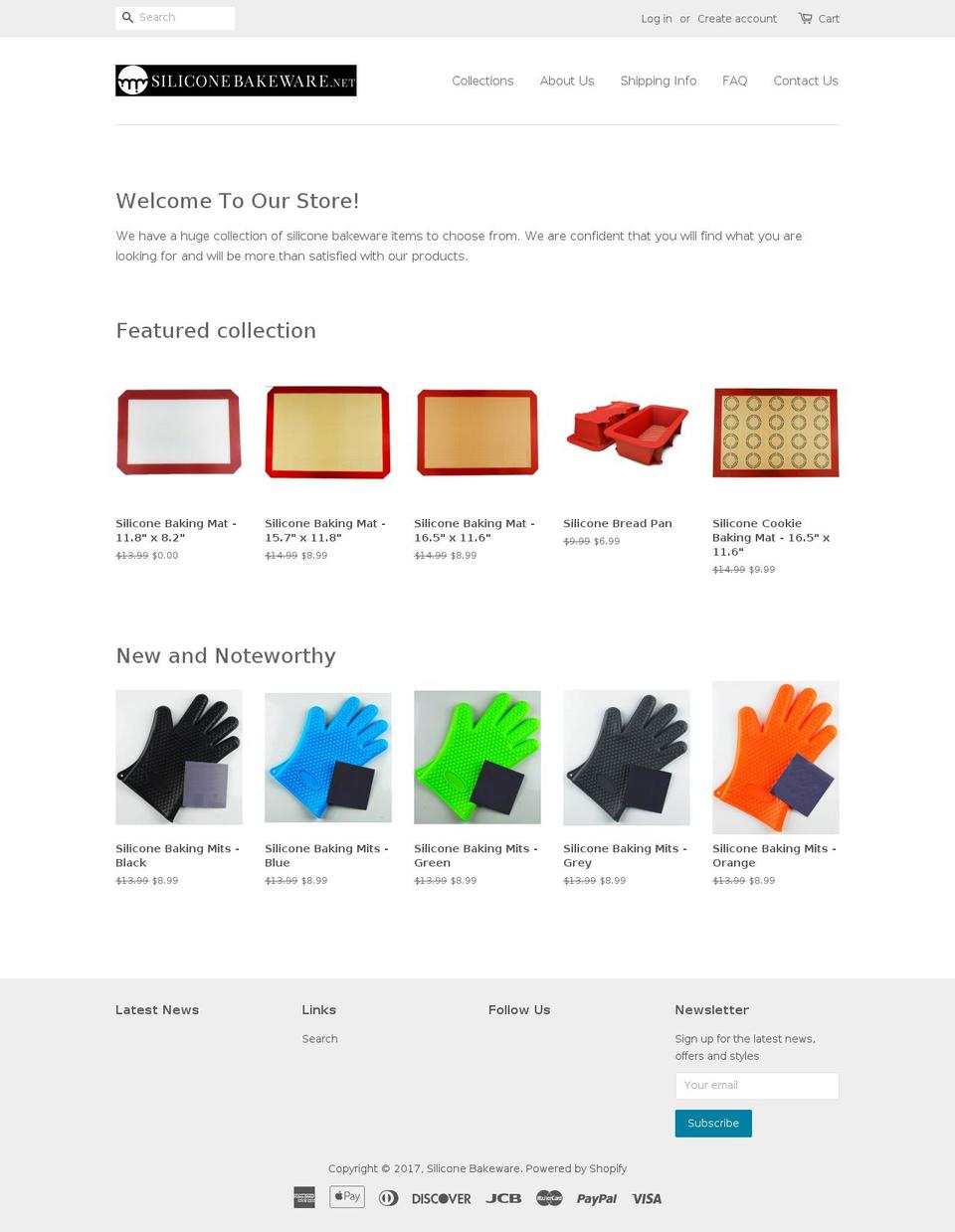 siliconebakeware.net shopify website screenshot