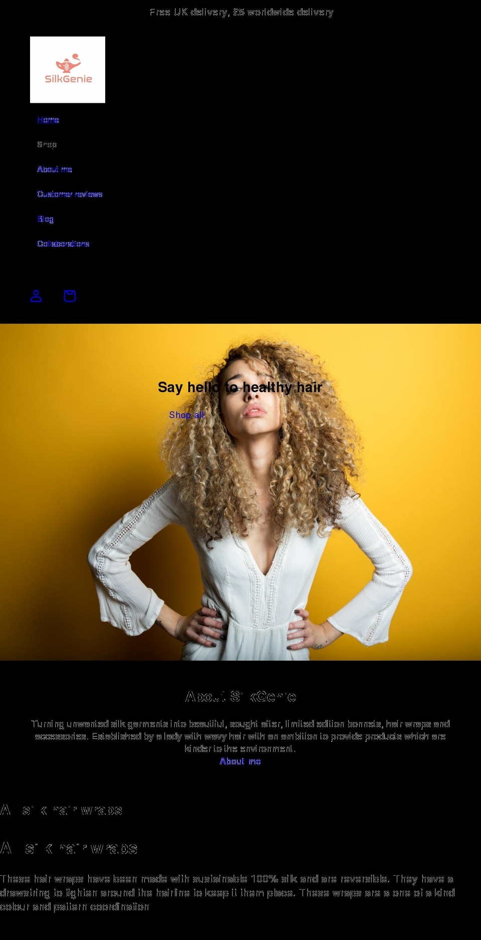 silk-genie.com shopify website screenshot