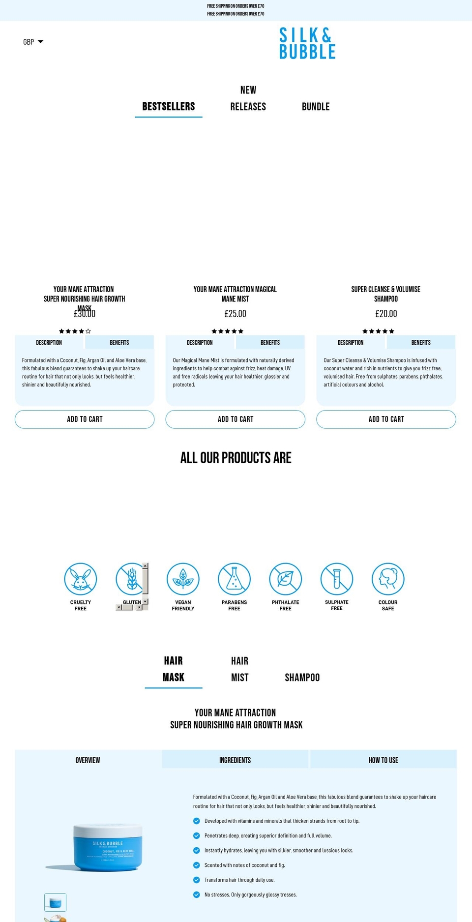 silkandbubble.com shopify website screenshot