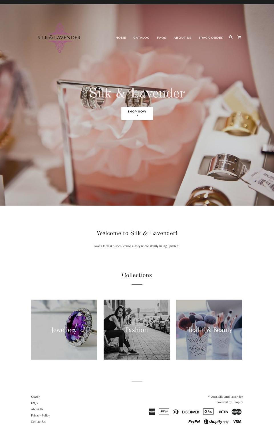 silkandlavender.com — Shopify storefront screenshot