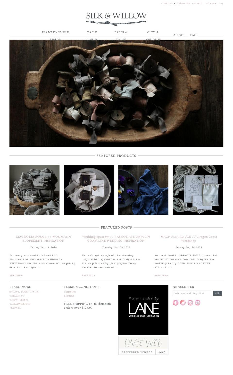 silkandwillow.com shopify website screenshot