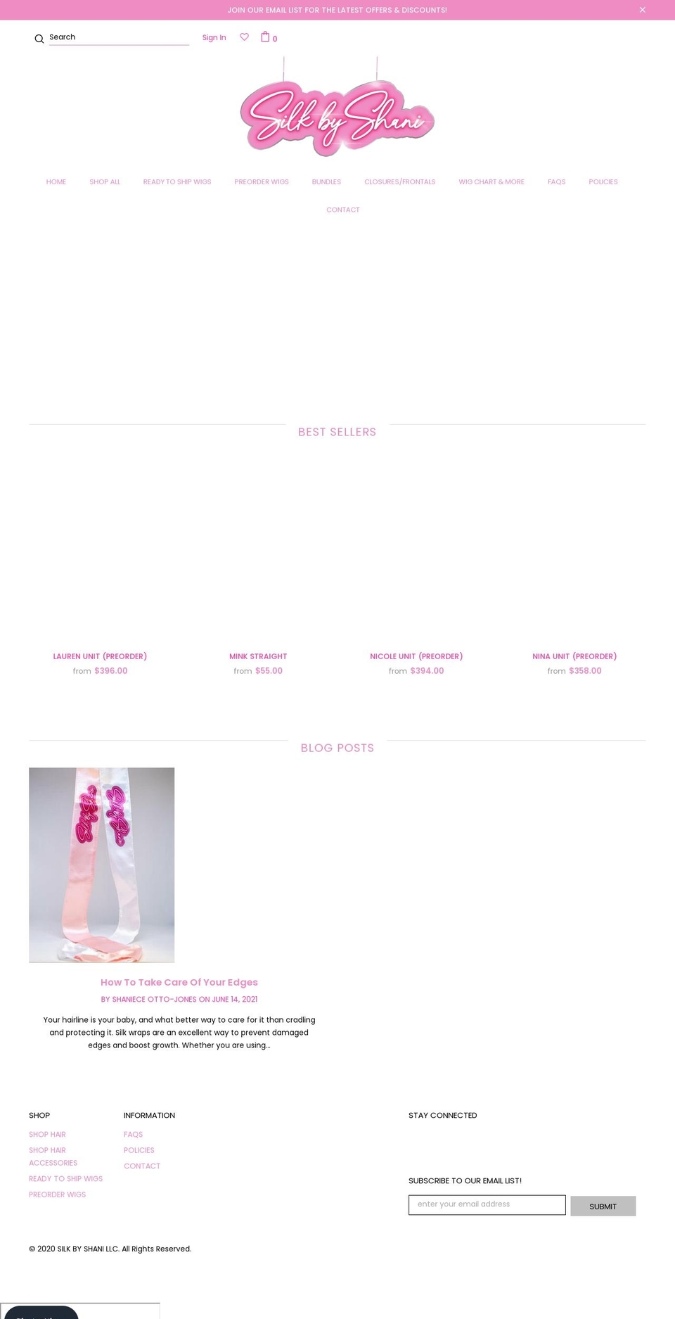 silkbyshani.com shopify website screenshot