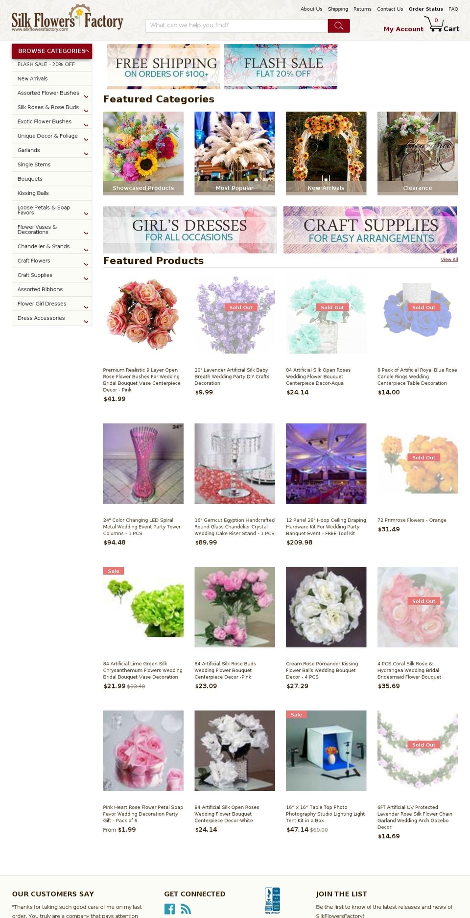 silkflowersfactory.com shopify website screenshot
