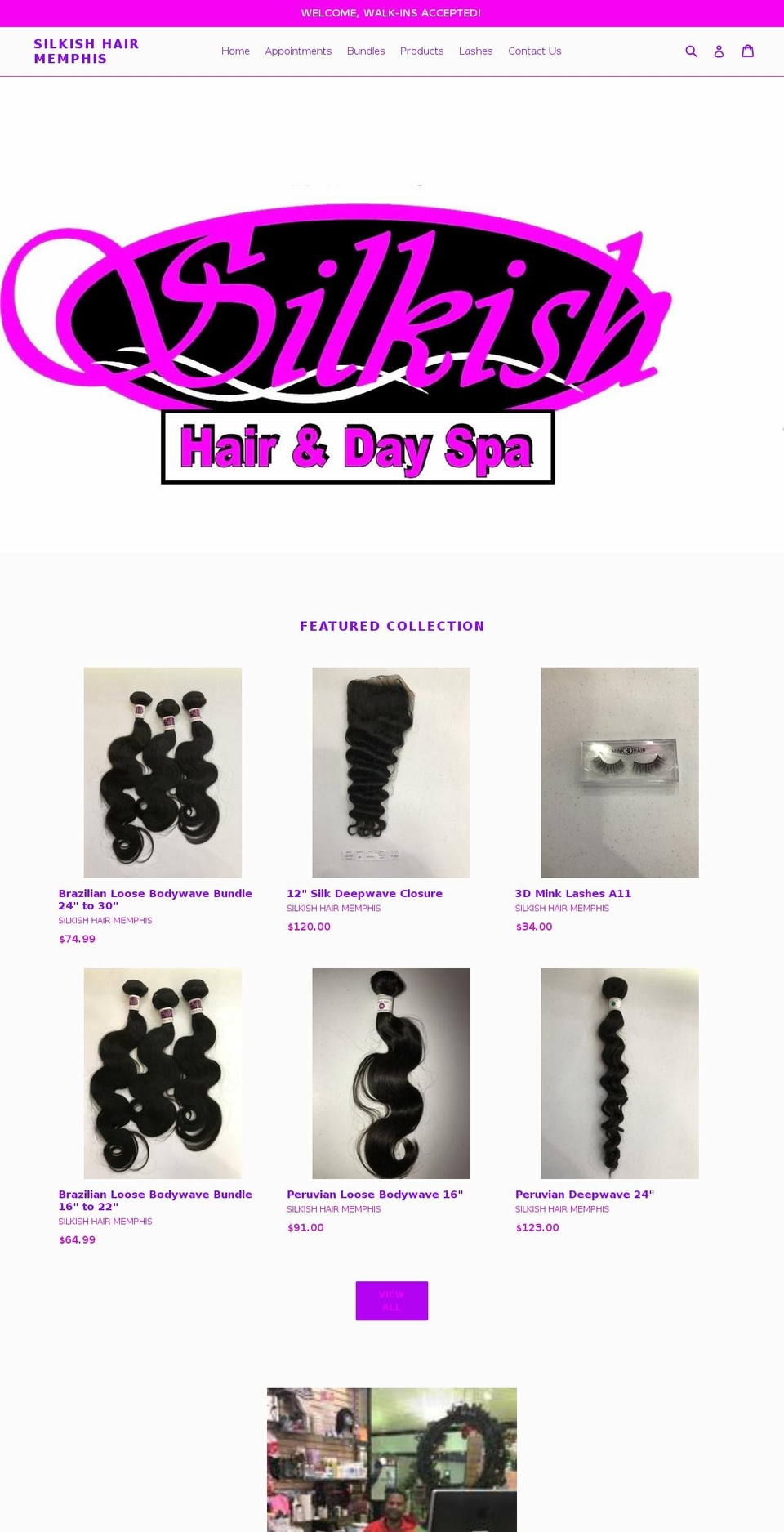 silkishhairmemphis.com — Shopify storefront screenshot