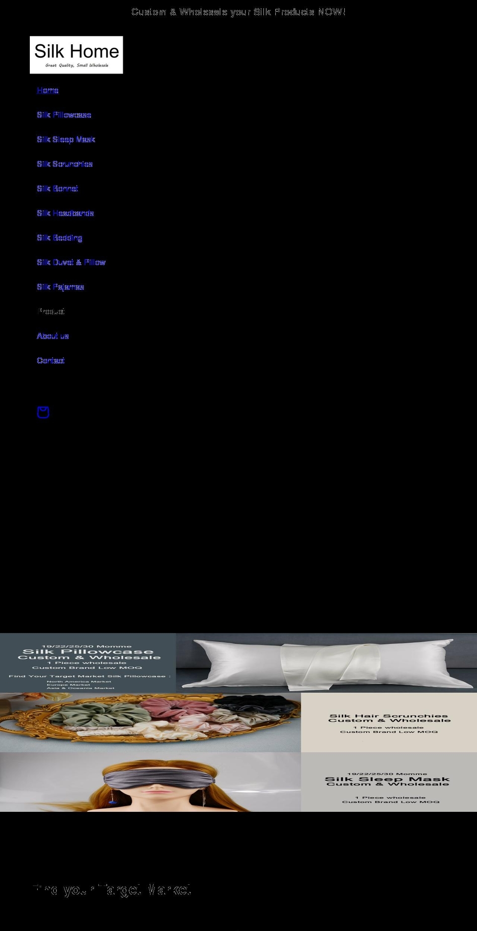 silkpillowcasewholesale.com shopify website screenshot