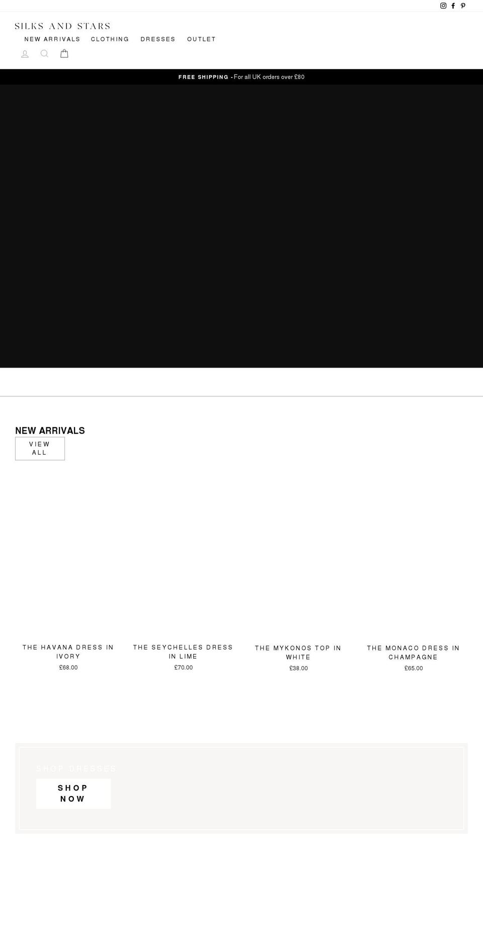 silksandstars.com shopify website screenshot