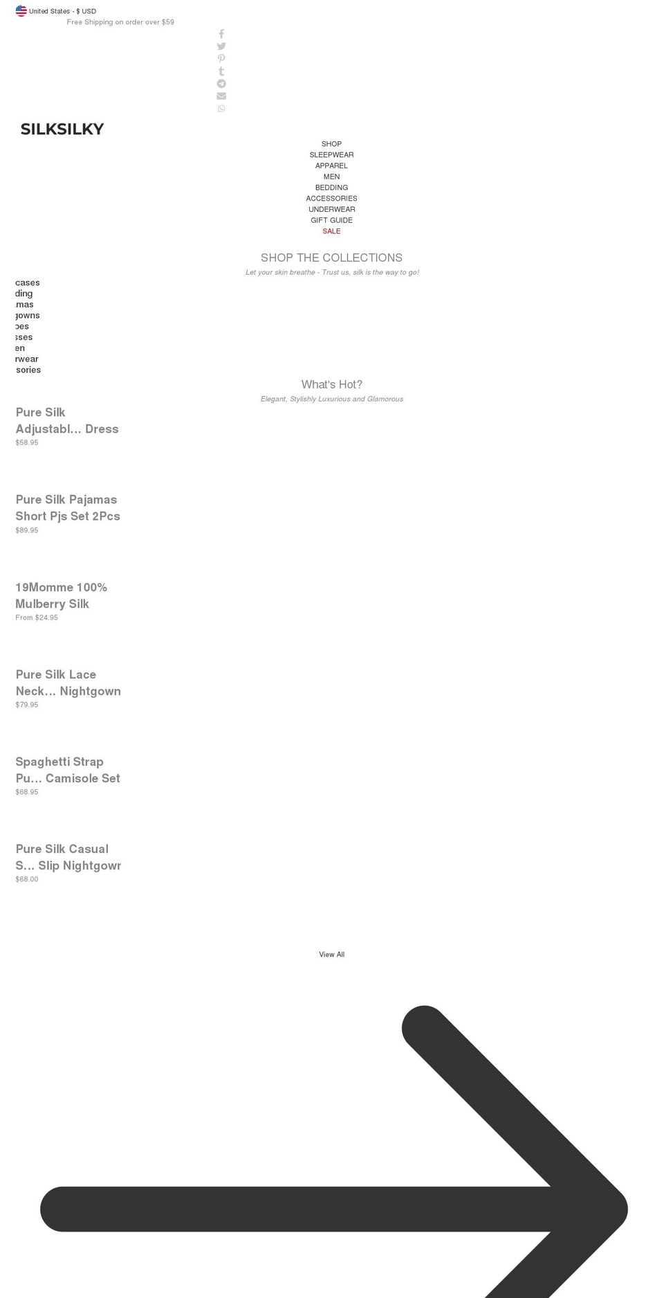 silksilky.com shopify website screenshot