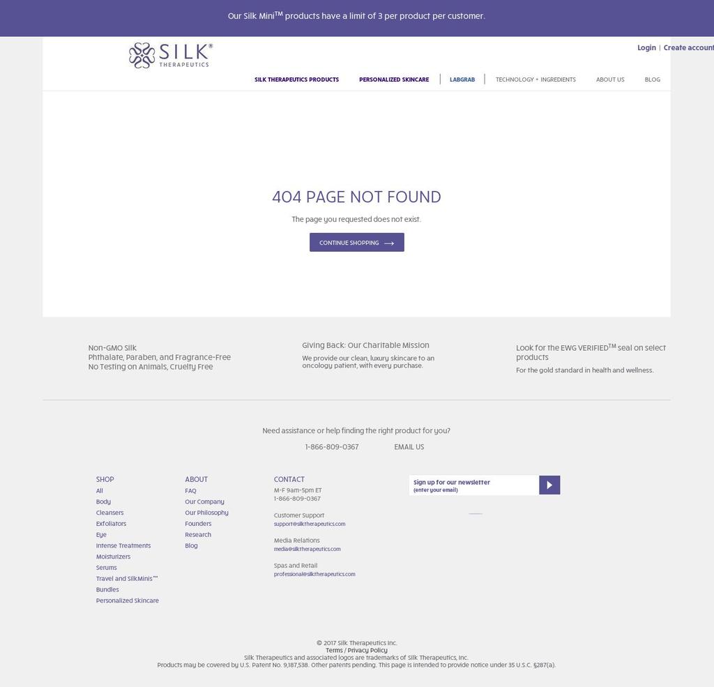 silktherapeuticsinc.com shopify website screenshot