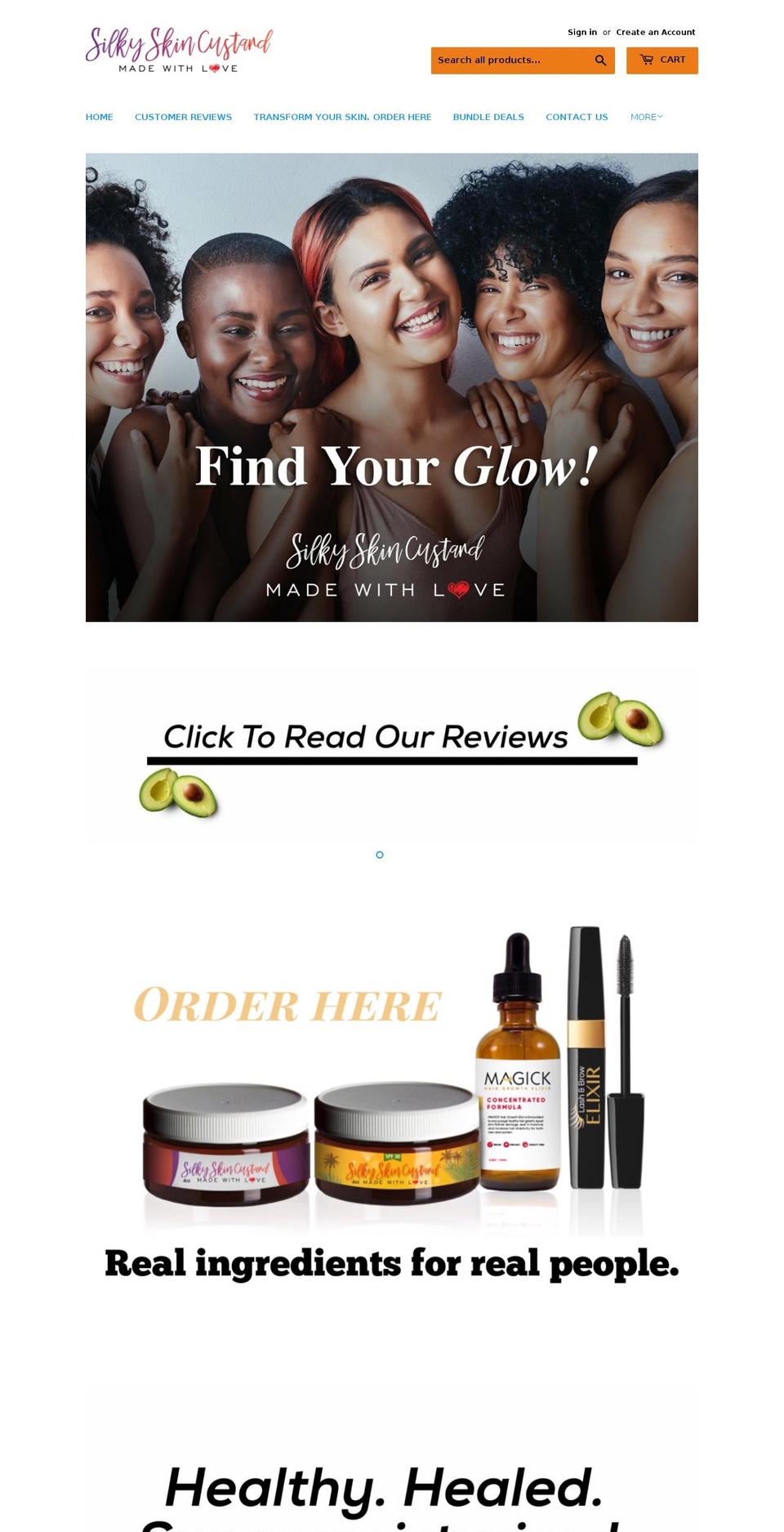 silkyskincustard.com shopify website screenshot