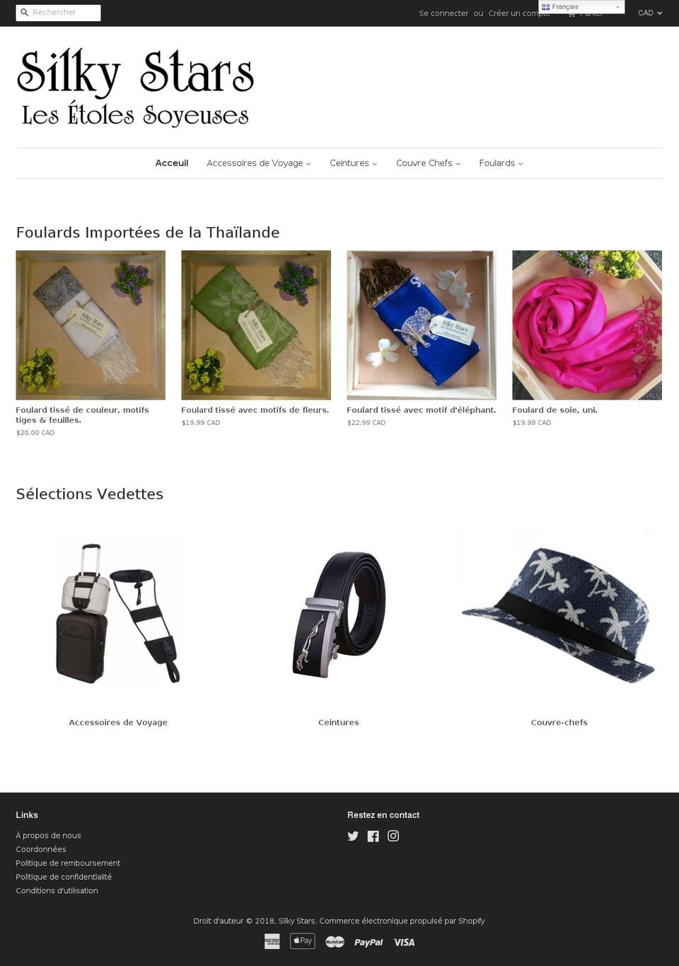 silkystars.com — Shopify storefront screenshot