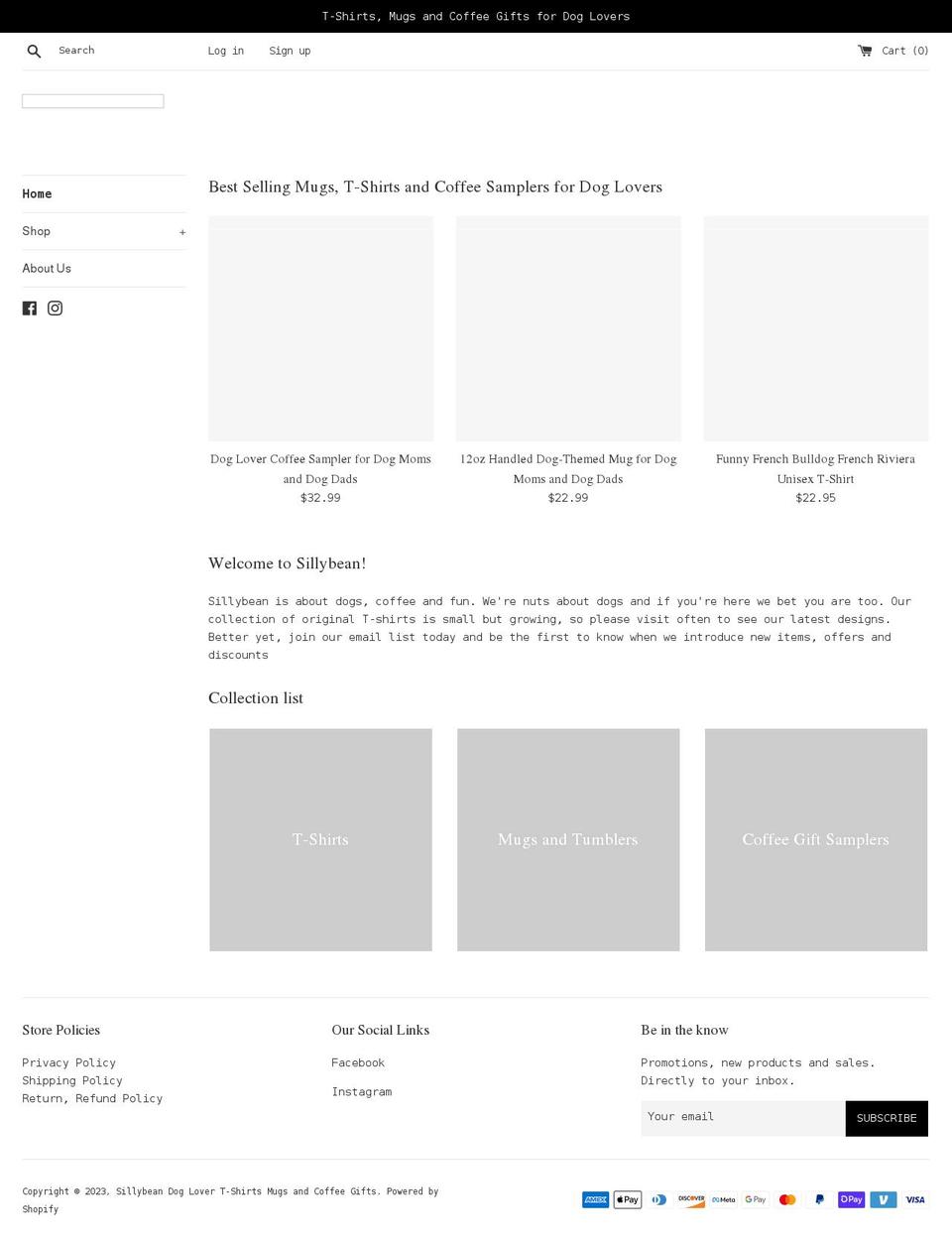 sillybeancaffeine.com shopify website screenshot