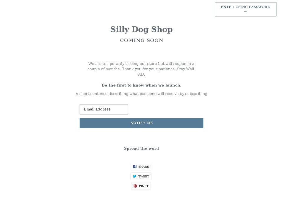 sillydogshop.com shopify website screenshot