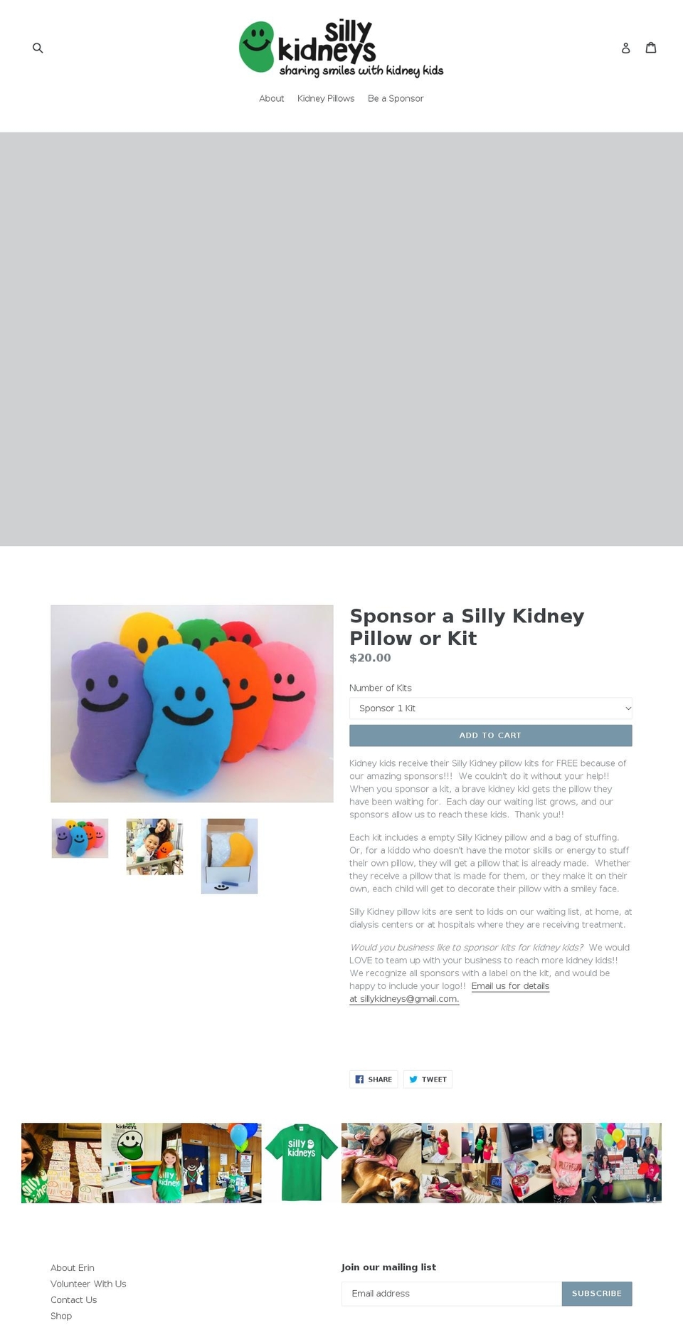 sillykidneys.com — Shopify storefront screenshot