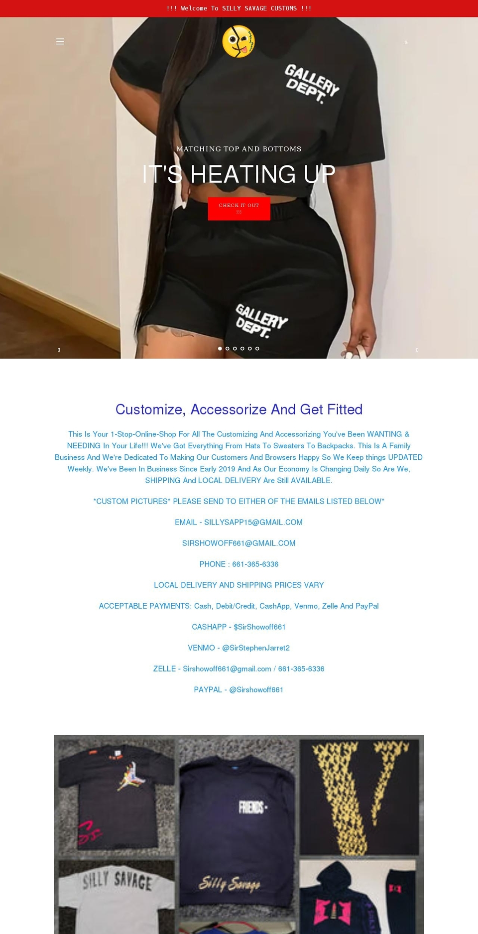 sillysavagecustoms.com shopify website screenshot