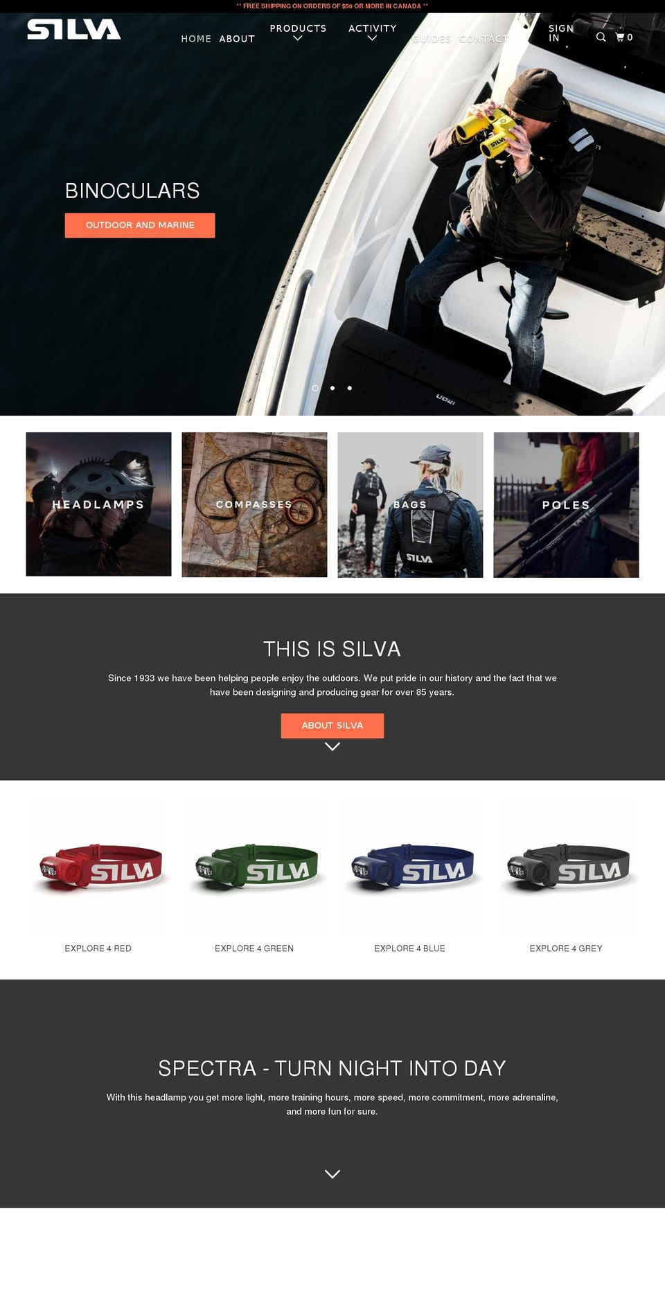 silva-canada.com shopify website screenshot