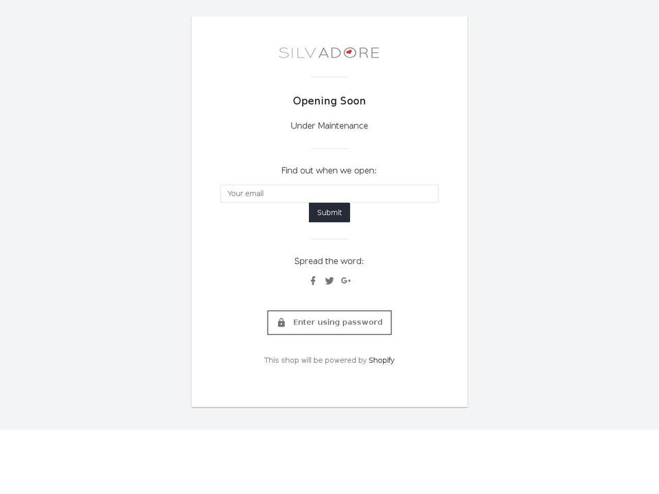 silvadore.com — Shopify storefront screenshot