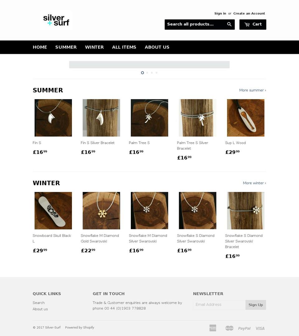 silver-surf.com shopify website screenshot