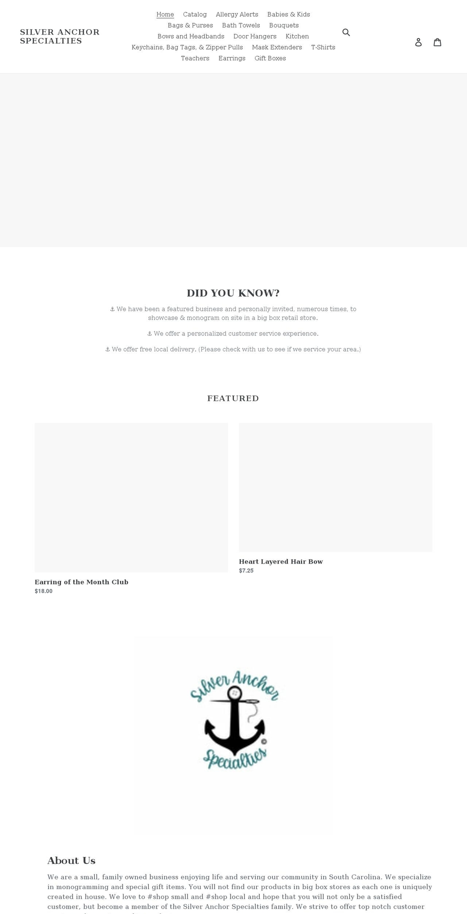 silveranchorspecialties.com shopify website screenshot