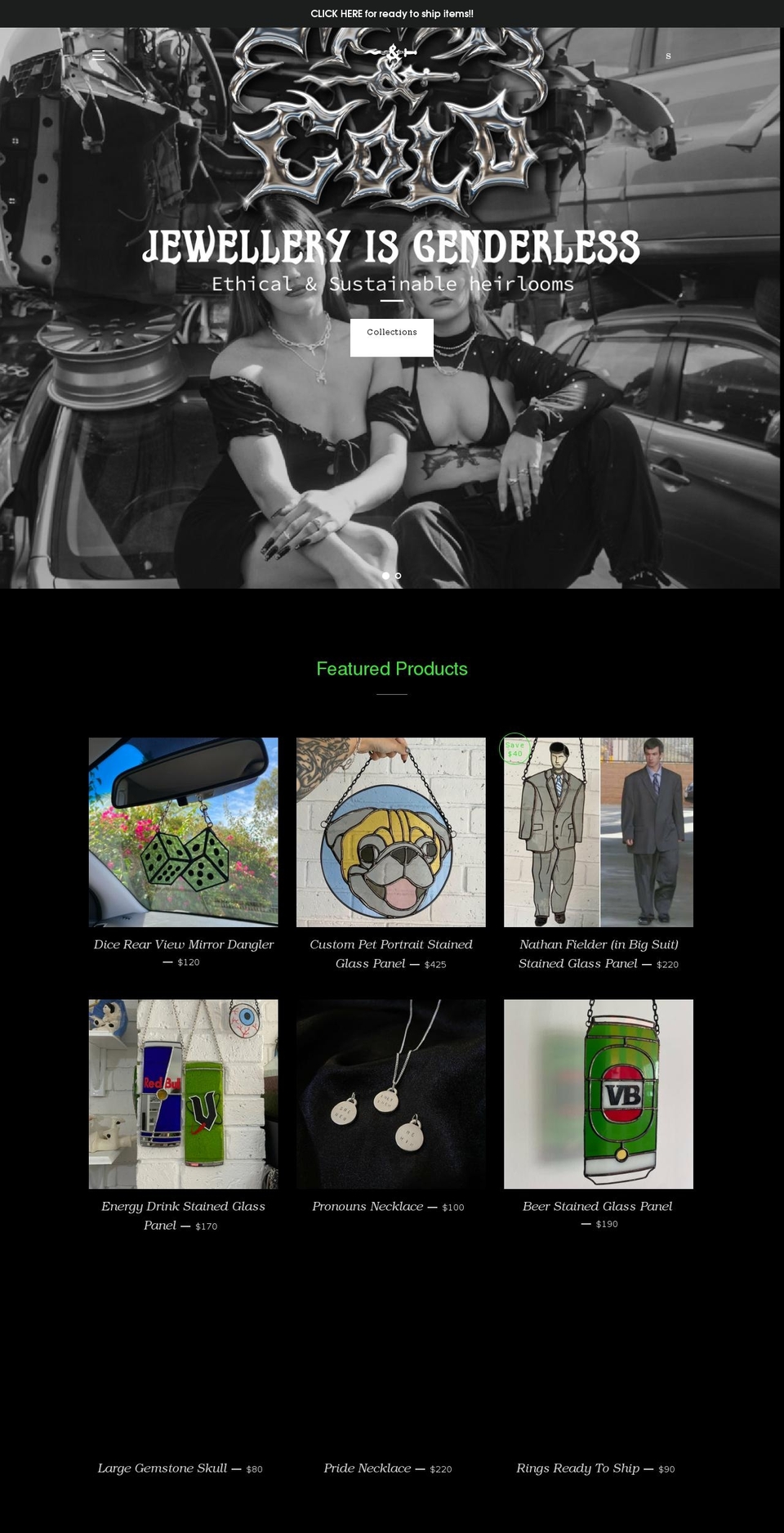 silverandcoldjewellery.com shopify website screenshot