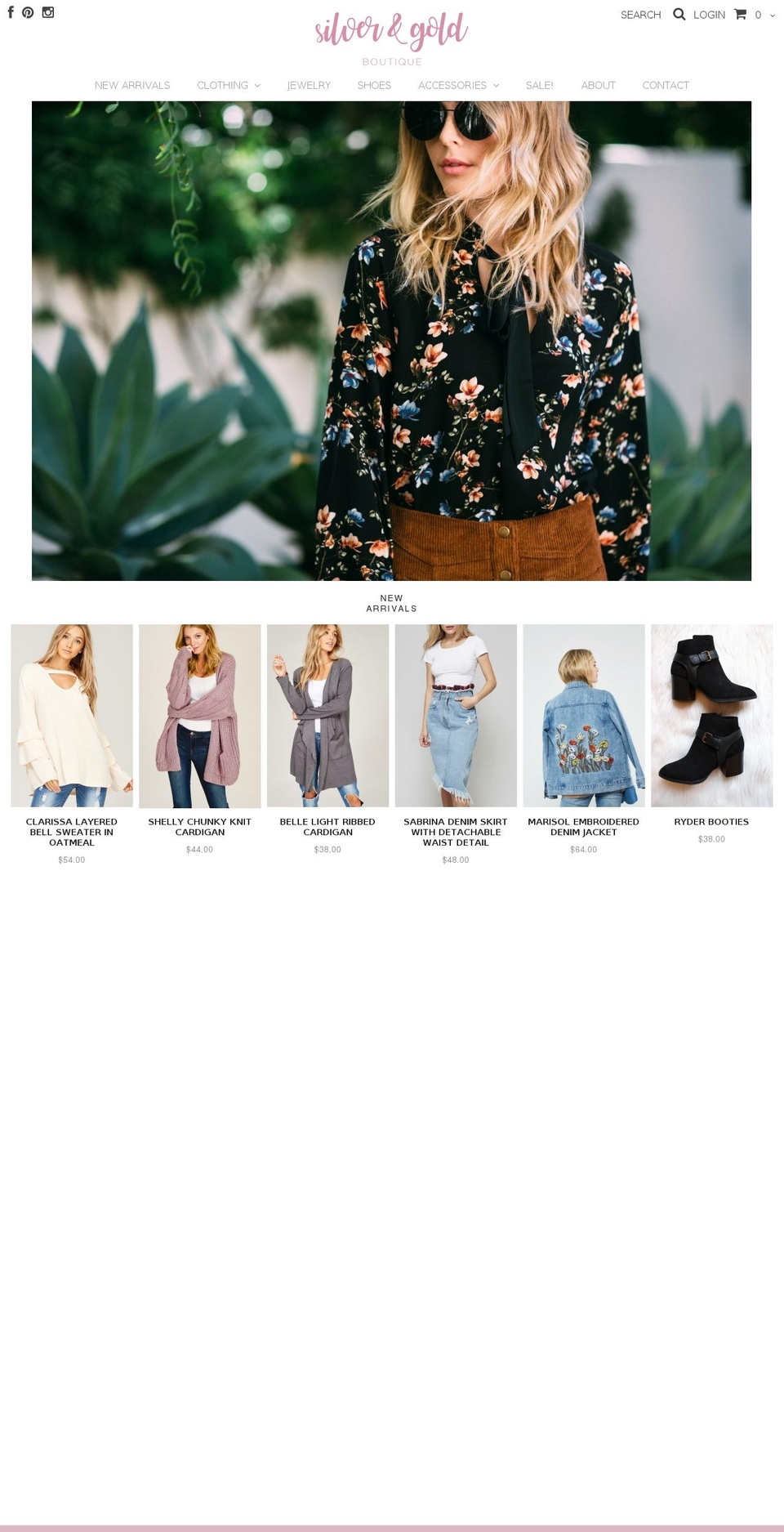 silverandgoldboutique.com shopify website screenshot