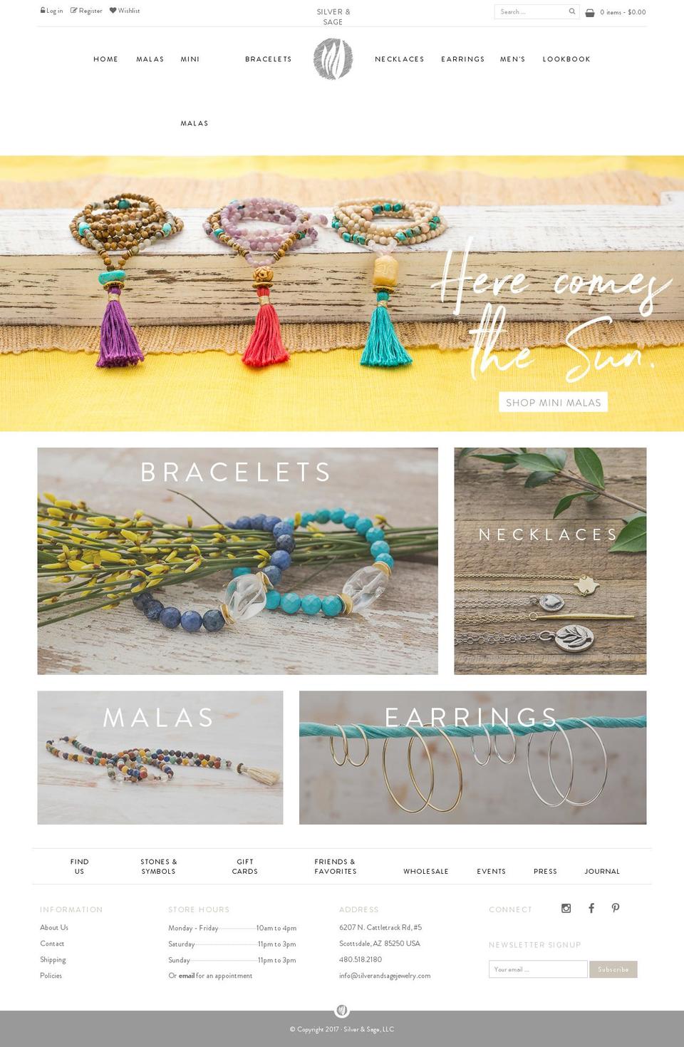 silverandsagedesigns.com shopify website screenshot