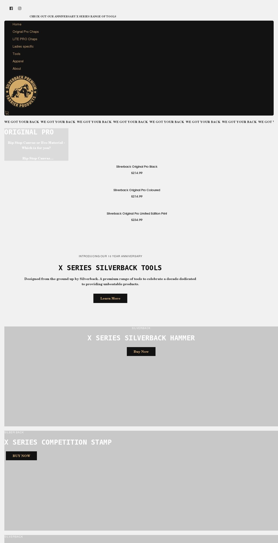 silverbackchaps.com shopify website screenshot