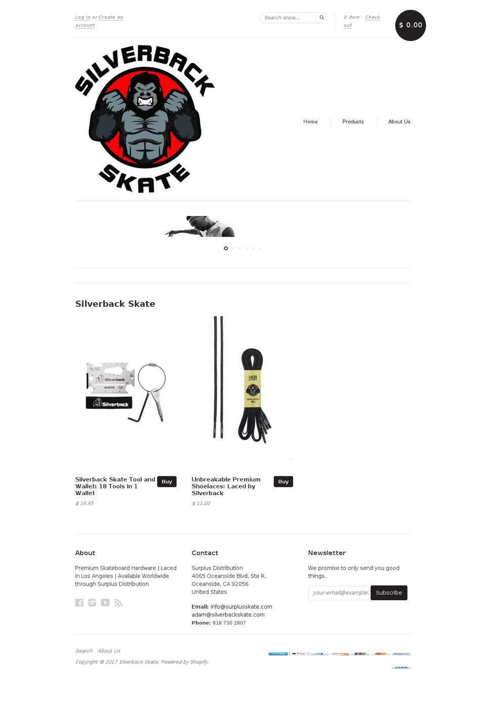 silverbackskate.com shopify website screenshot
