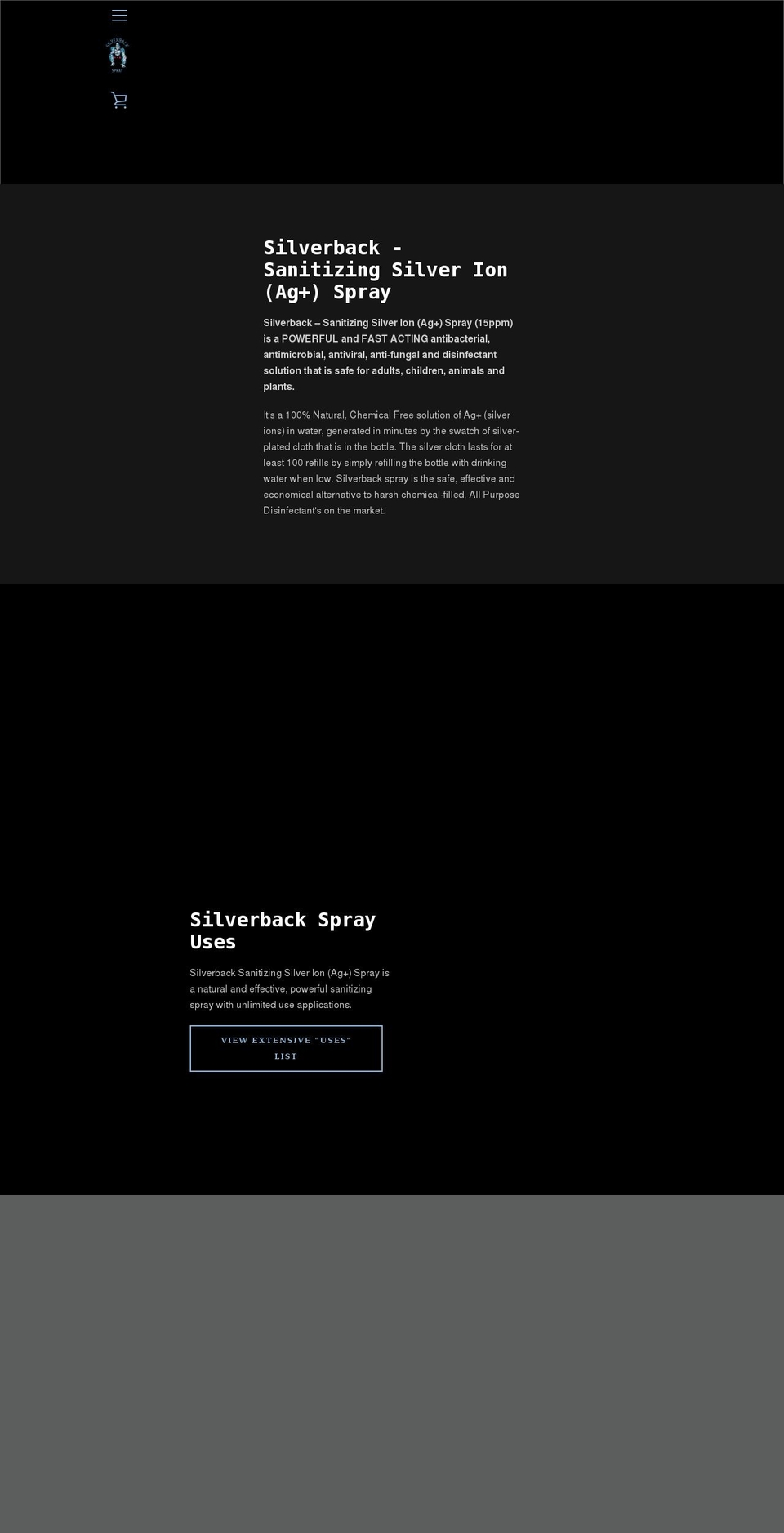 silverbackspray.com shopify website screenshot