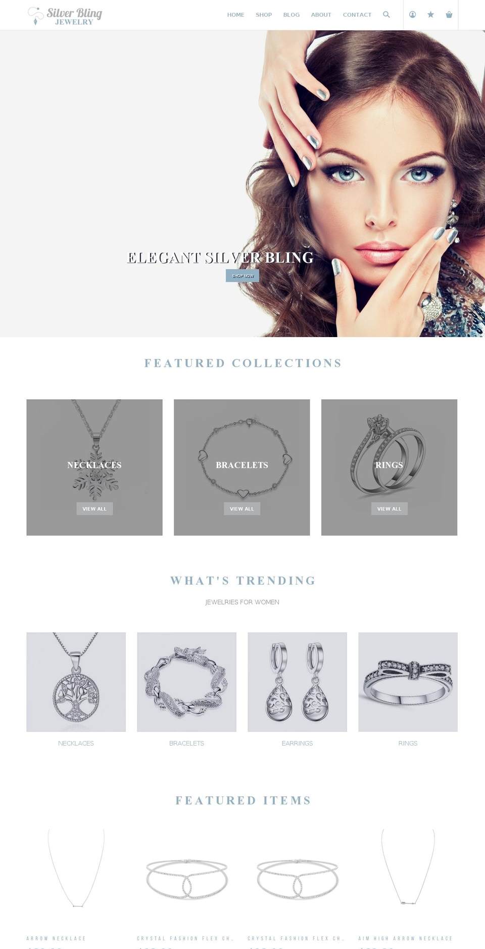 silverblingjewelry.com — Shopify storefront screenshot