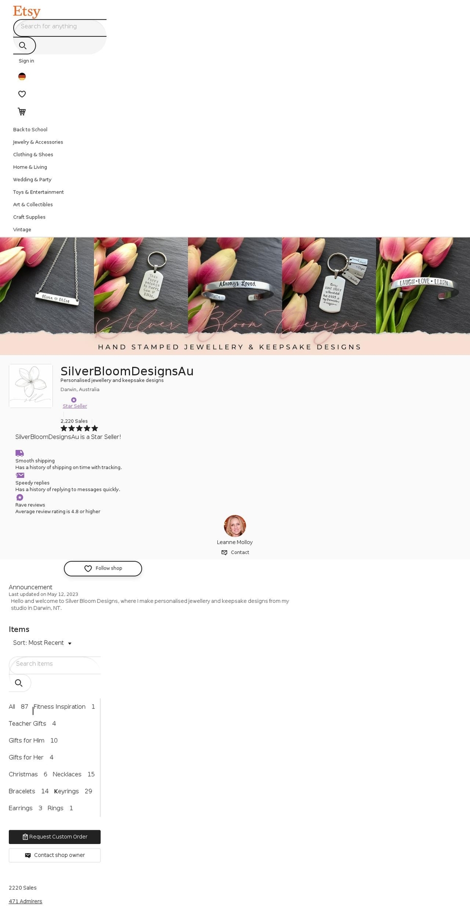 silverbloomdesigns.com — Shopify storefront screenshot