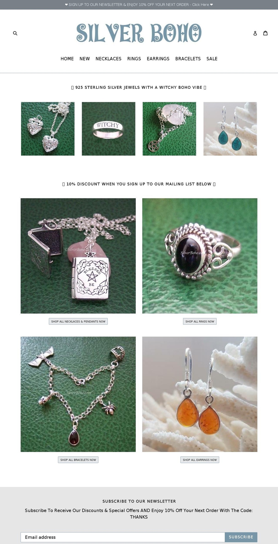 silverboho.com — Shopify storefront screenshot