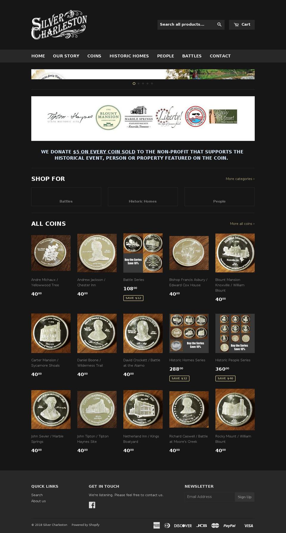 silvercharleston.com — Shopify storefront screenshot