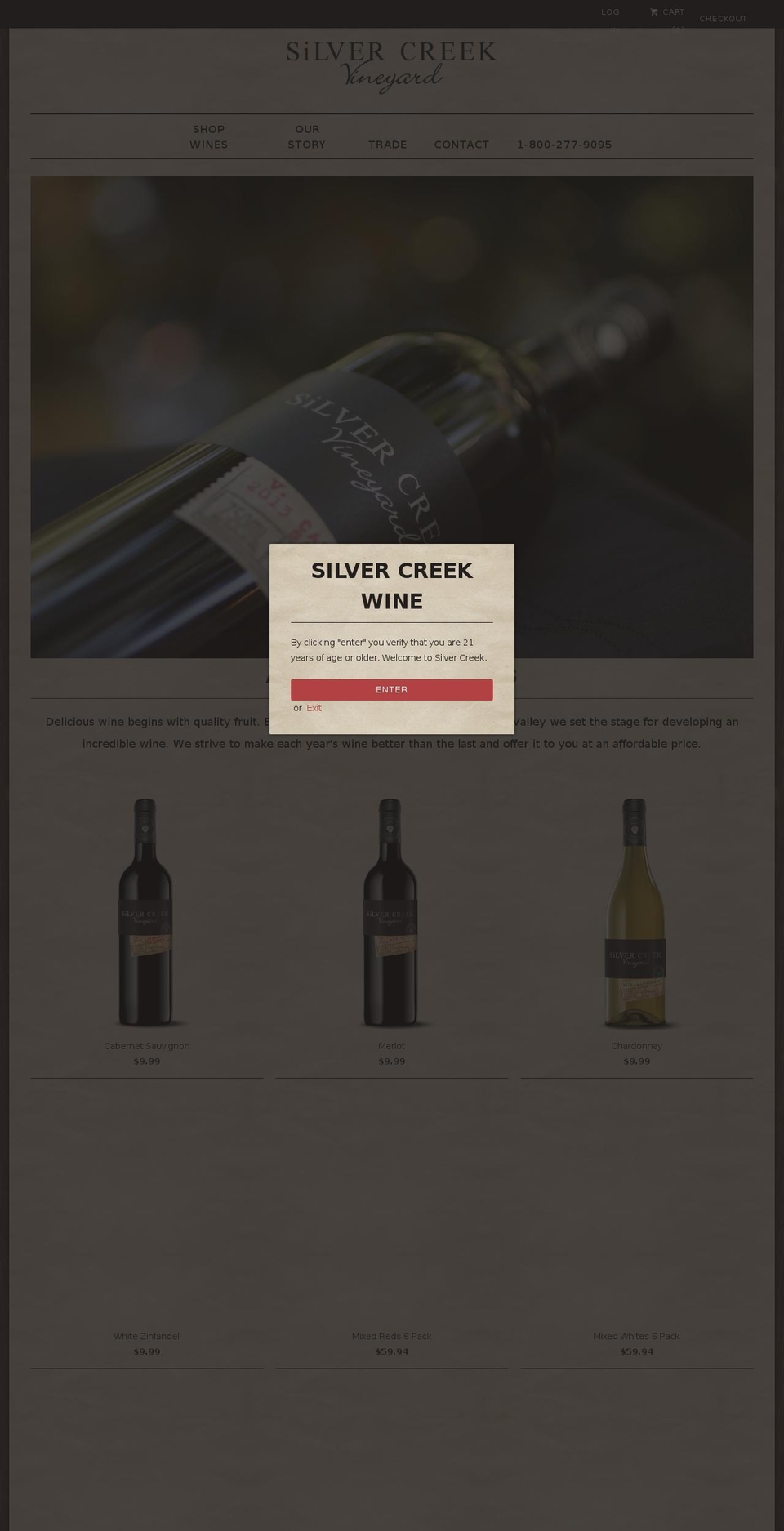 silvercreekwinery.com — Shopify storefront screenshot