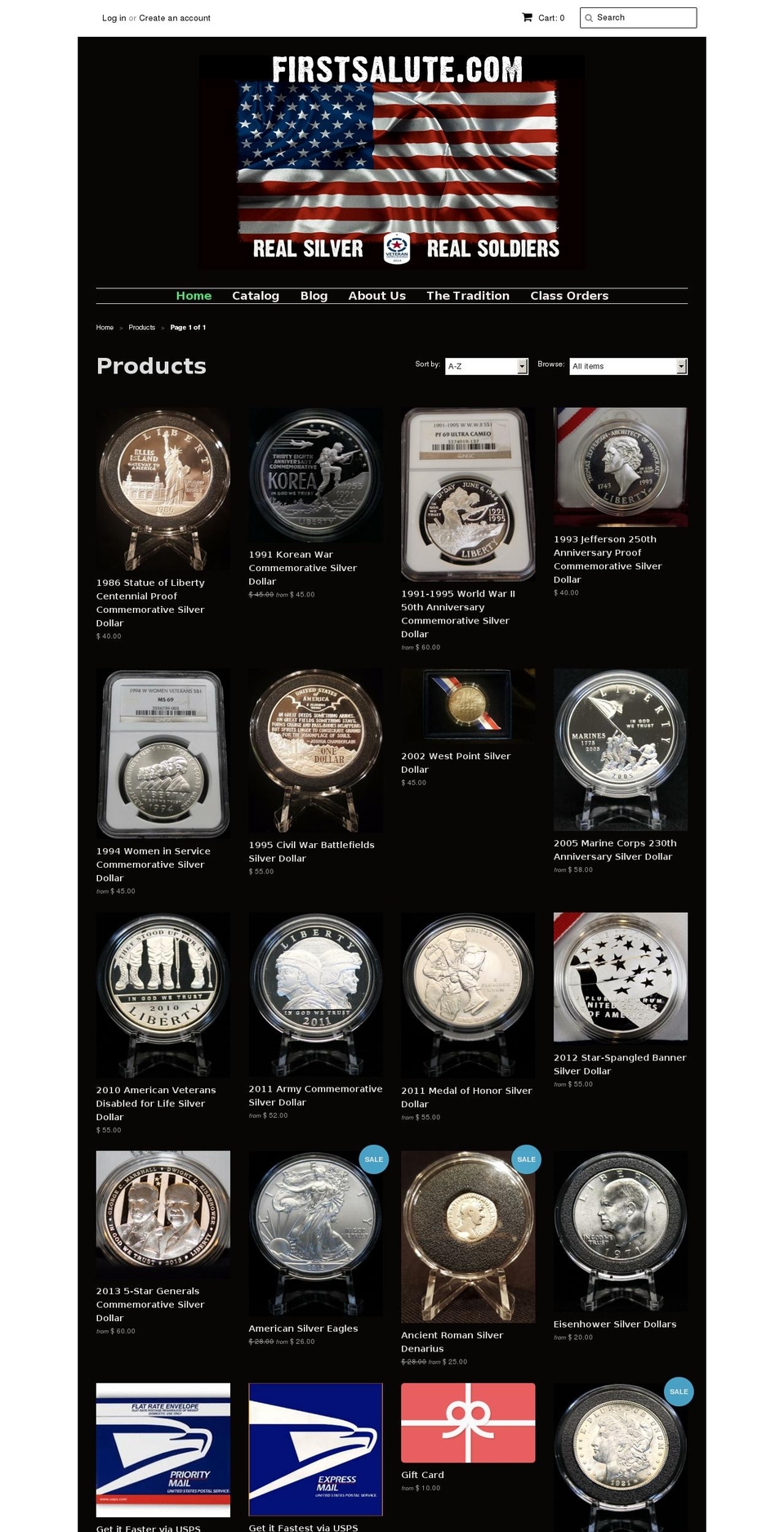 silverdollarsalute.com shopify website screenshot
