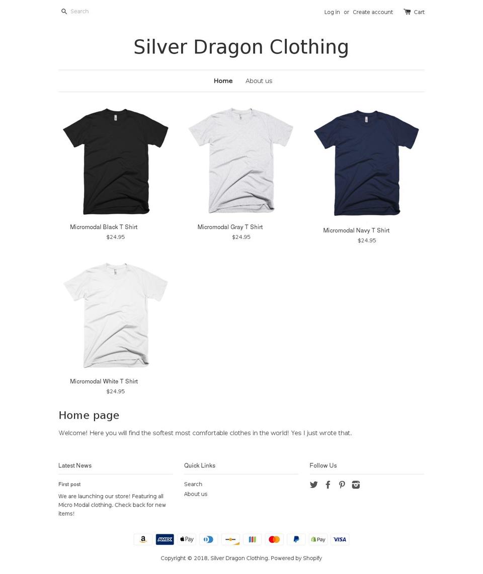 silverdragonclothing.com shopify website screenshot