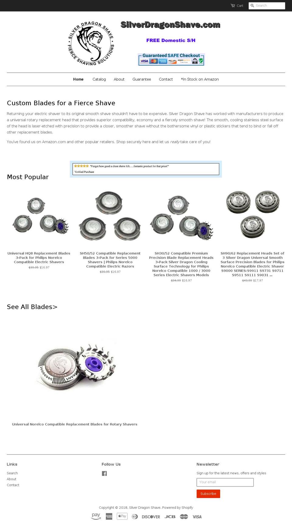 silverdragonshave.com — Shopify storefront screenshot