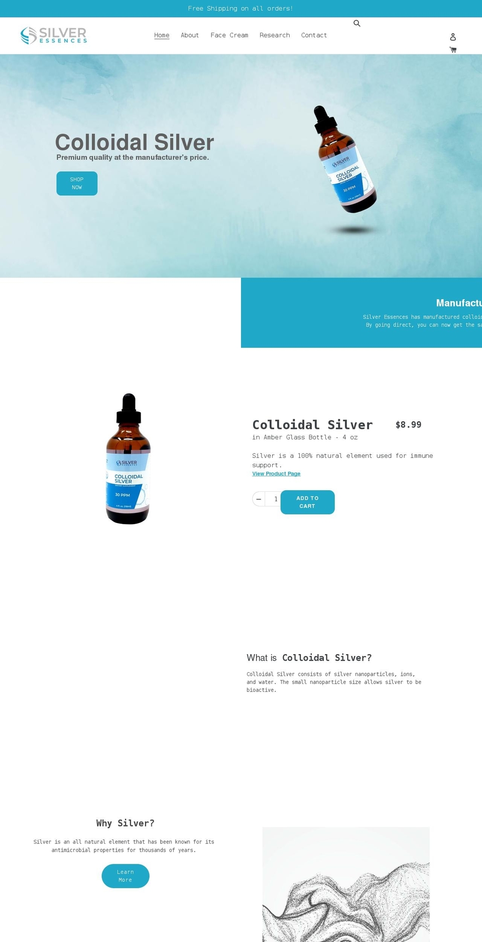 silveressences.com shopify website screenshot