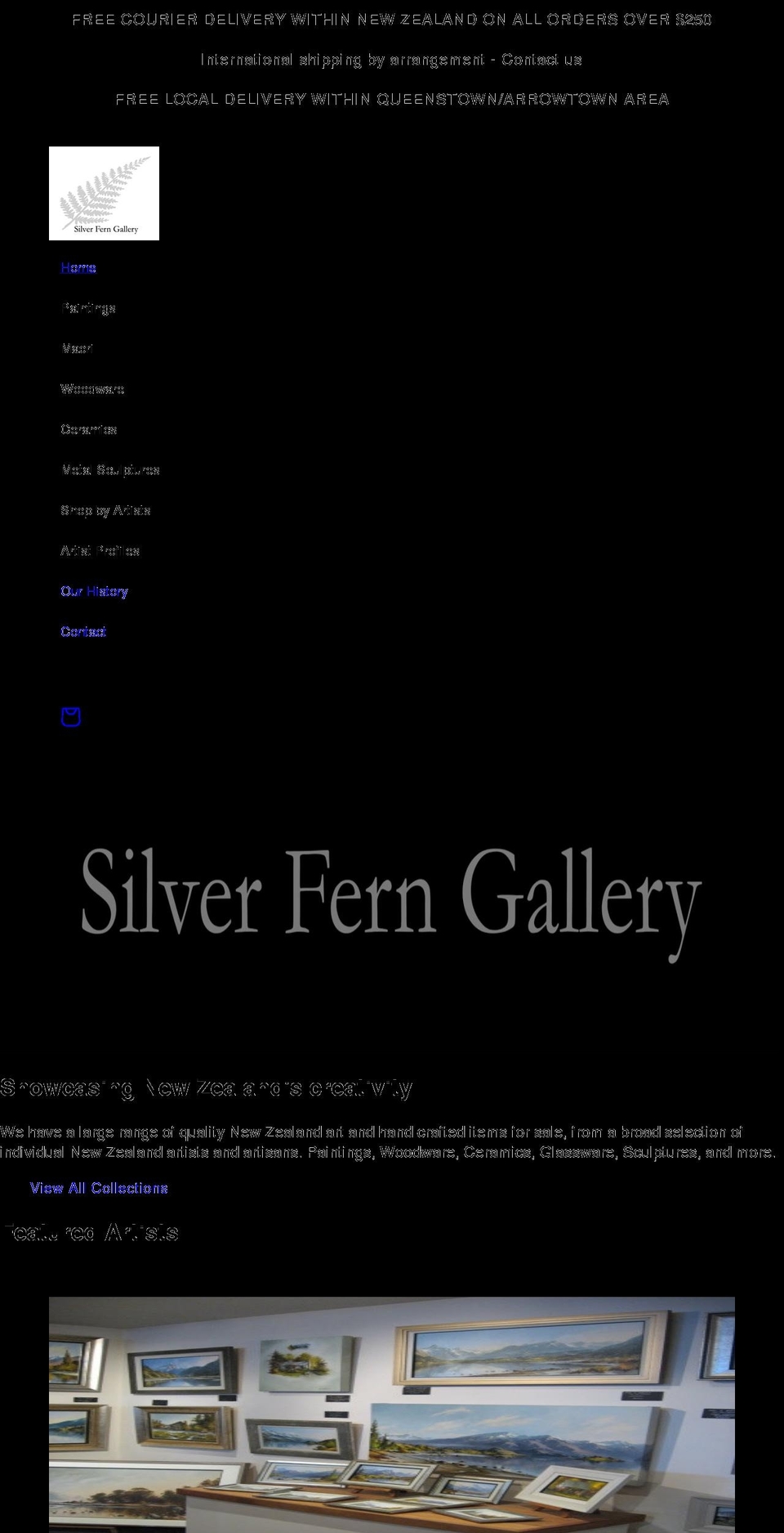 silverferngallery.co.nz shopify website screenshot