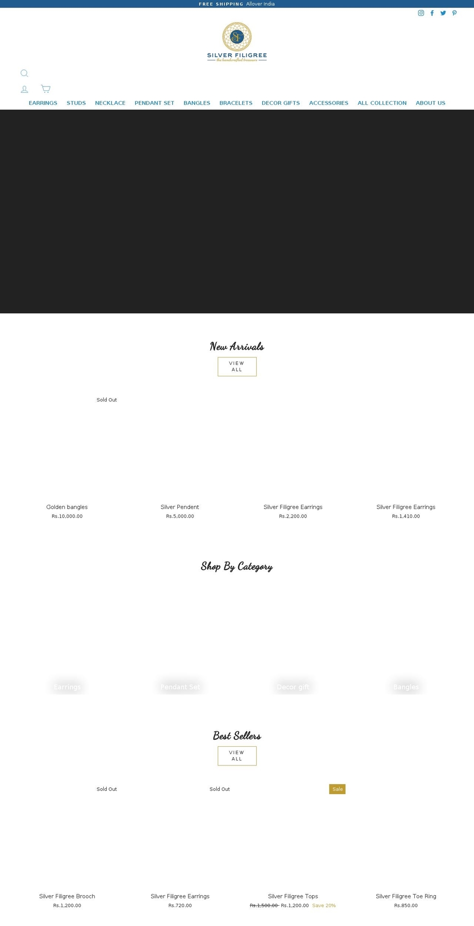 silverfiligree.in shopify website screenshot