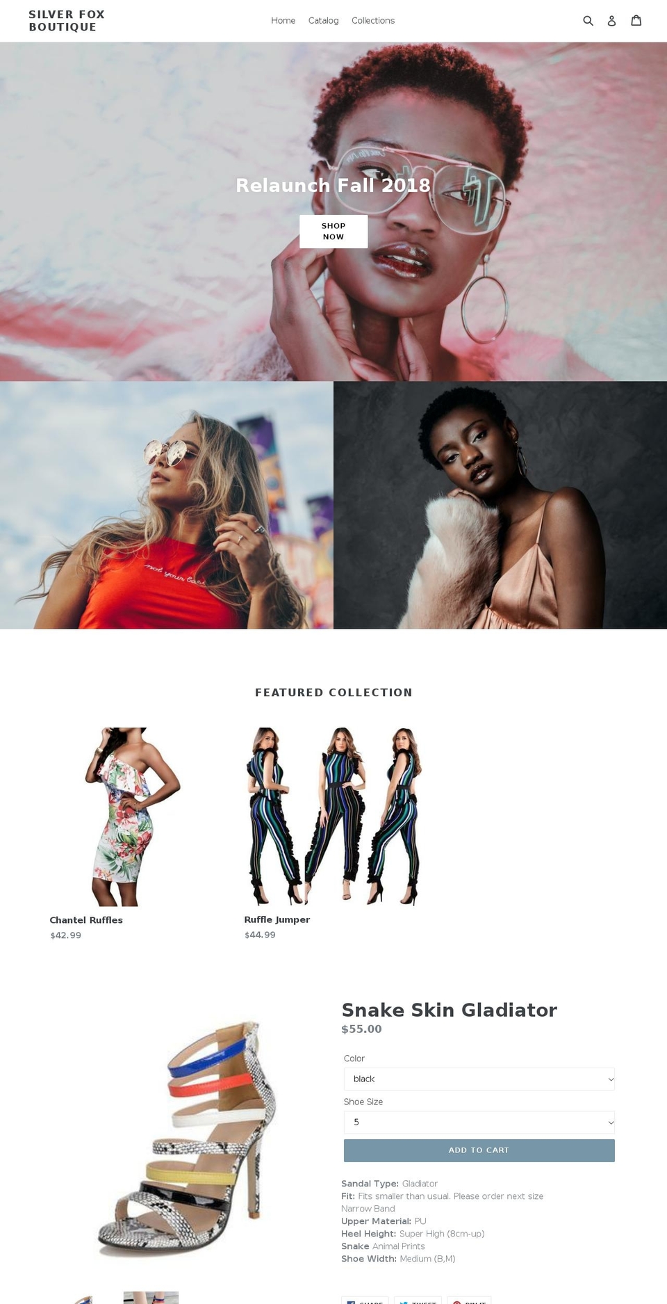 silverfoxboutique.com — Shopify storefront screenshot