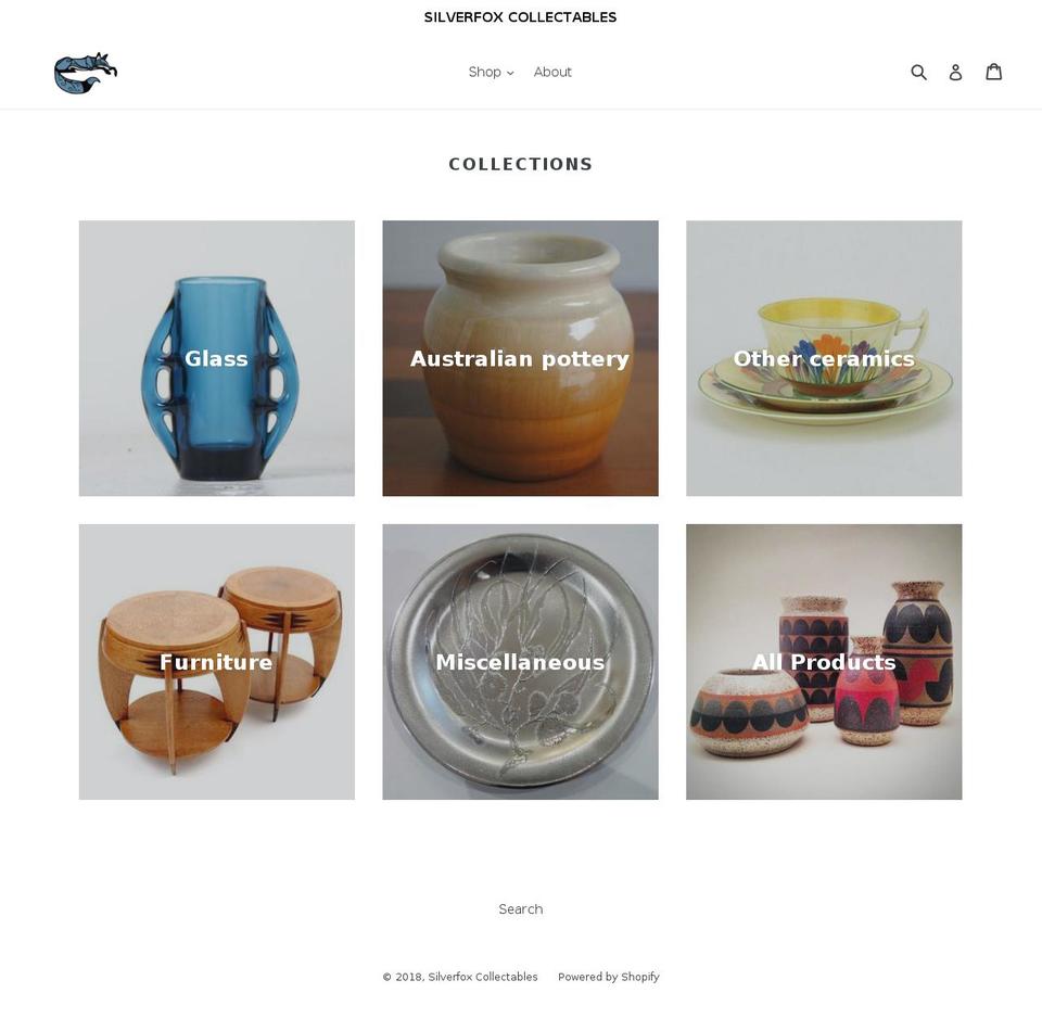 silverfoxcollectables.com shopify website screenshot