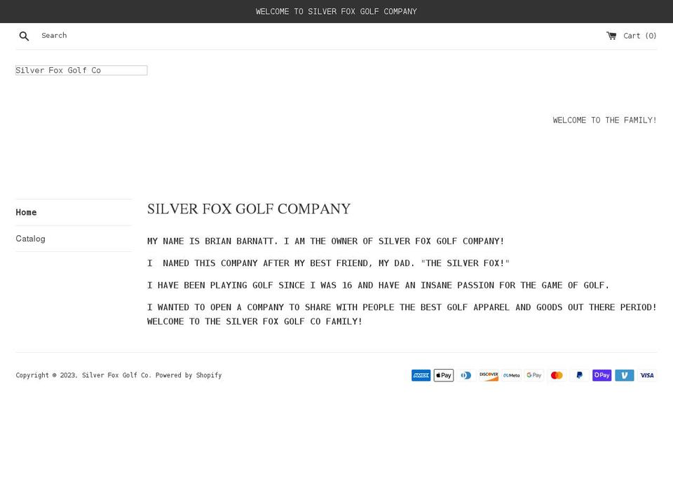 silverfoxgolfcompany.com shopify website screenshot